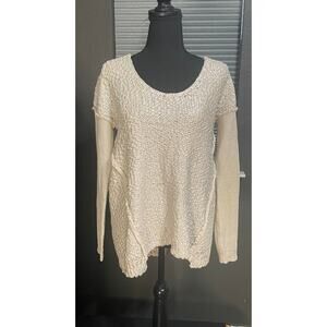 REBECCA TAYLOR Chunky Cream/Oatmeal Sweater with Metallic Finish Size M